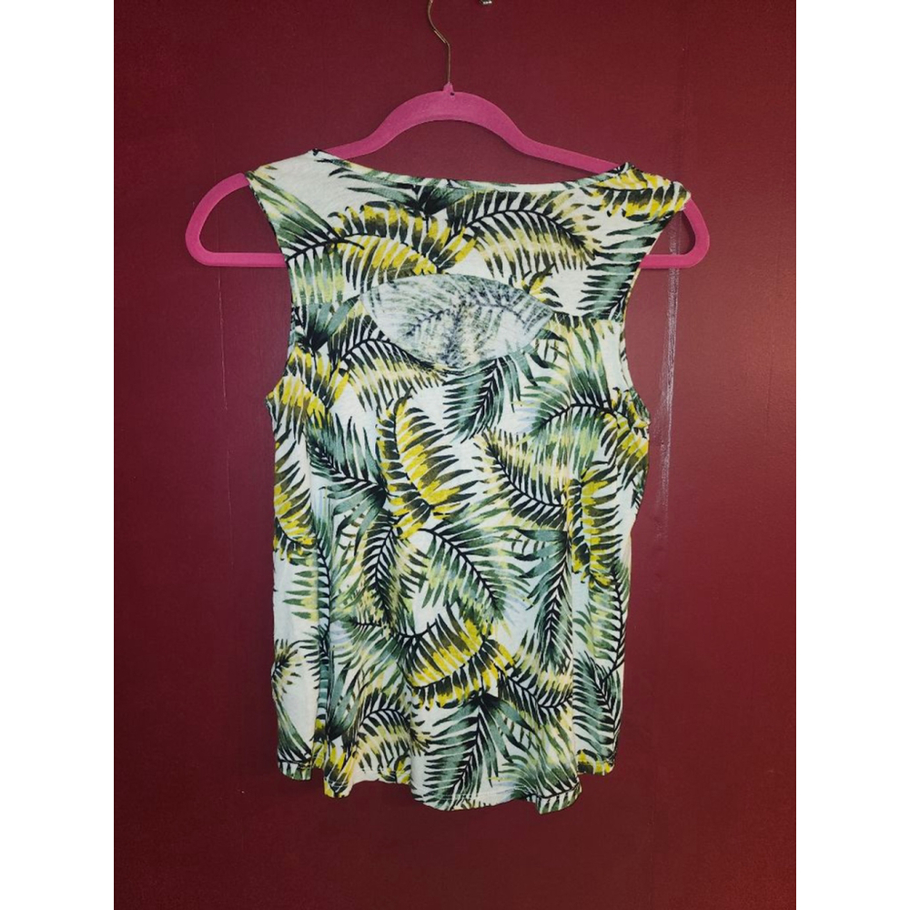 Women's Cable & Gauge Palm Print Tank Top M White Green - Picture 3 of 3